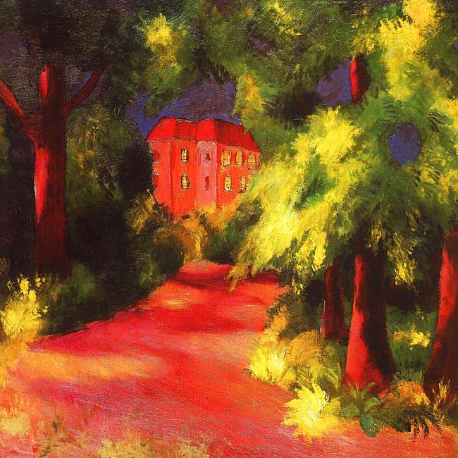 August Macke Red House in a Park France oil painting art